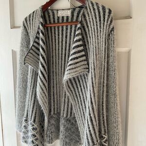 Soft, fuzzy Gray Striped Sweater by St. John